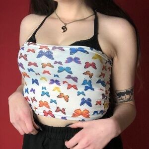 White and rainbow butterfly tube top 💜🤍​​​​​​​​​​​​​​​​​​​​​​​